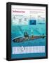 Infographic of a Nuclear Submarine, the Mechanism of Ascent and Descent and Evolution of Submarine-null-Framed Poster