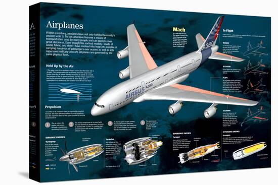 Infographic of an Airbus A380 Plane-null-Stretched Canvas