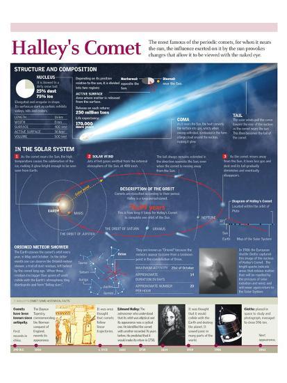 Infographic Of The Composition And Orbit Of Comet Halley Prints