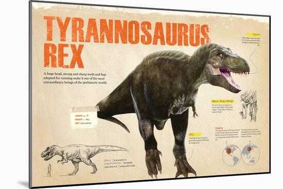 Infographic of the Tyrannosaurus Rex, a Carnivorous Dinosaur from the Cretaceous Period-null-Mounted Poster
