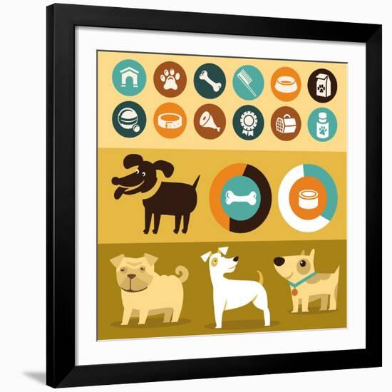 Infographics Elements - Dogs-venimo-Framed Art Print