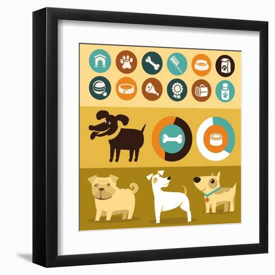 Infographics Elements - Dogs-venimo-Framed Art Print