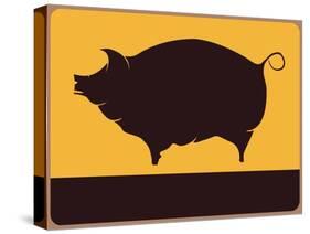 Information Plate with Pig-Norbert Sobolewski-Stretched Canvas