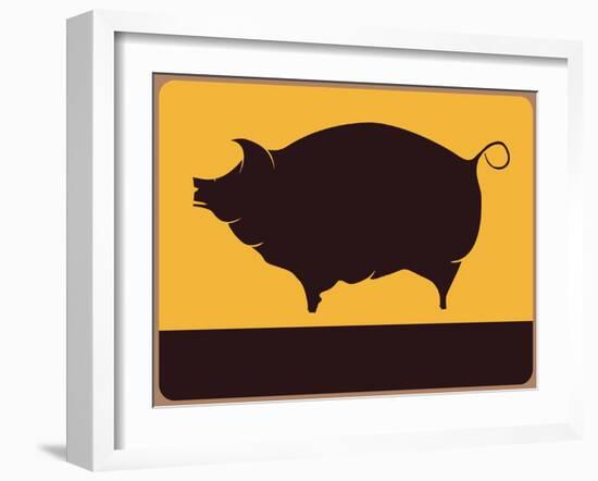 Information Plate with Pig-Norbert Sobolewski-Framed Art Print