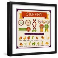 Information Poster Stop GMO!-incomible-Framed Art Print