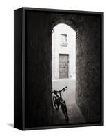 Infra Red Image of a Bicycle in Shady Alleyway, San Quirico D'Orcia, Tuscany, Italy, Europe-Lee Frost-Framed Stretched Canvas