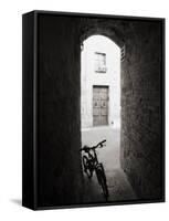 Infra Red Image of a Bicycle in Shady Alleyway, San Quirico D'Orcia, Tuscany, Italy, Europe-Lee Frost-Framed Stretched Canvas