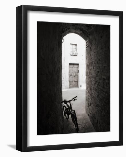 Infra Red Image of a Bicycle in Shady Alleyway, San Quirico D'Orcia, Tuscany, Italy, Europe-Lee Frost-Framed Photographic Print