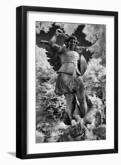 Infrared Image of a Tombstone in Highgate Cemetery, London, England, UK-Nadia Isakova-Framed Photographic Print