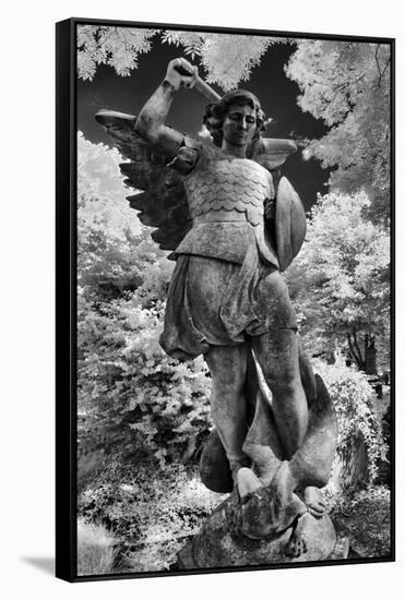 Infrared Image of a Tombstone in Highgate Cemetery, London, England, UK-Nadia Isakova-Framed Stretched Canvas