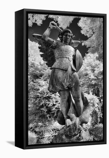 Infrared Image of a Tombstone in Highgate Cemetery, London, England, UK-Nadia Isakova-Framed Stretched Canvas