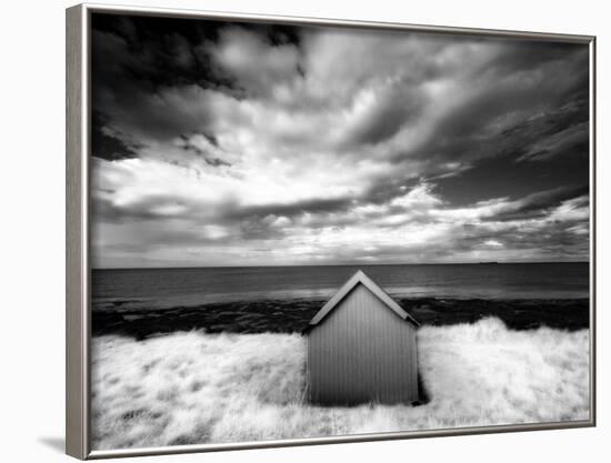 Infrared Image of Hut in Dunes Overlooking the North Sea, Bamburgh, Northumberland, England, UK-Lee Frost-Framed Photographic Print