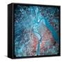 Infrared Photograph of the Confluence of the Missouri and Kansas Rivers, USA, July 1993-null-Framed Stretched Canvas