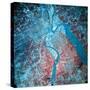 Infrared Photograph of the Confluence of the Missouri and Kansas Rivers, USA, July 1993-null-Stretched Canvas