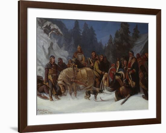 Inga Kongemor entrusts her son to the Birkebeiner chief Dagfinn Bonde, 1872-Erik Theodor Werenskiold-Framed Giclee Print