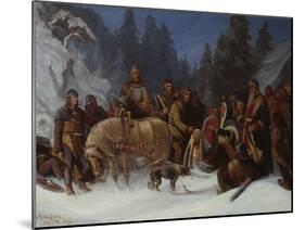 Inga Kongemor entrusts her son to the Birkebeiner chief Dagfinn Bonde, 1872-Erik Theodor Werenskiold-Mounted Giclee Print