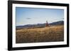 Inge Perkins Out For A Winter Sunset Run On Triple Tree Trail, Bozeman, Montana. Bridger Range Bkgd-Louis Arevalo-Framed Photographic Print