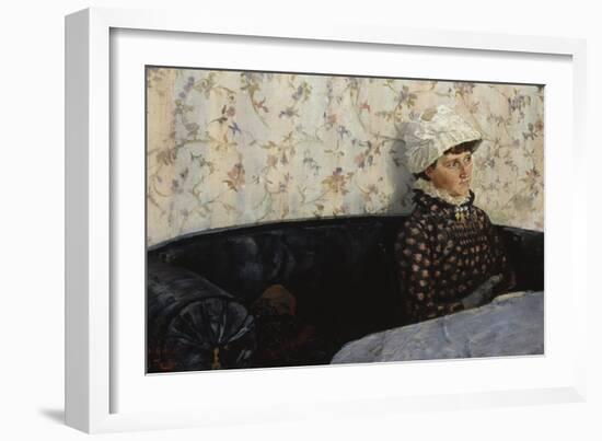Ingeborg on the Sofa, Sando, 1882 oil on panel-Carl-Edvard Diriks-Framed Giclee Print