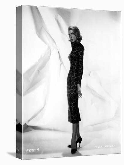 Inger Stevens Posed in a Printed Dress-Movie Star News-Stretched Canvas