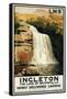 Ingleton, England - Spectators Climb on Waterfall Railway Poster-Lantern Press-Framed Stretched Canvas