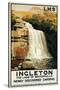 Ingleton, England - Spectators Climb on Waterfall Railway Poster-Lantern Press-Stretched Canvas
