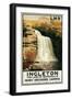 Ingleton, England - Spectators Climb on Waterfall Railway Poster-Lantern Press-Framed Art Print