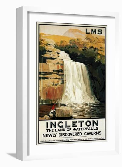Ingleton, England - Spectators Climb on Waterfall Railway Poster-Lantern Press-Framed Art Print