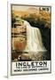 Ingleton, England - Spectators Climb on Waterfall Railway Poster-Lantern Press-Framed Art Print