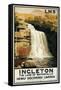 Ingleton, England - Spectators Climb on Waterfall Railway Poster-Lantern Press-Framed Stretched Canvas