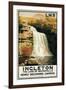 Ingleton, England - Spectators Climb on Waterfall Railway Poster-Lantern Press-Framed Art Print