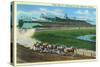 Inglewood, California - Hollywood Turf Club View of a Horse Race-Lantern Press-Stretched Canvas