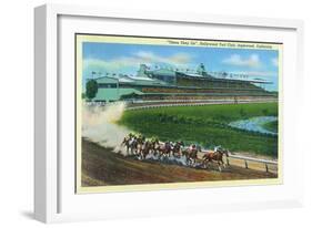 Inglewood, California - Hollywood Turf Club View of a Horse Race-Lantern Press-Framed Art Print