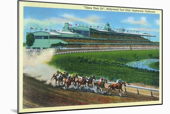 Inglewood, California - Hollywood Turf Club View of a Horse Race-Lantern Press-Mounted Art Print