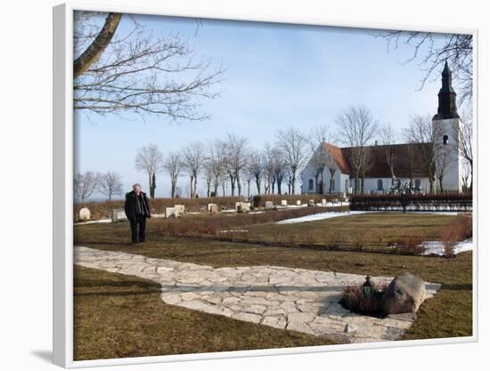 Ingmar Bergman's Grave and Faro Kyrkorad Church, Faro Island Off of Gotland Island, Sweden-Kim Walker-Framed Photographic Print