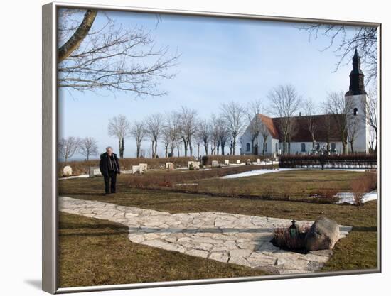 Ingmar Bergman's Grave and Faro Kyrkorad Church, Faro Island Off of Gotland Island, Sweden-Kim Walker-Framed Photographic Print