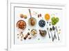 Ingredients for A Healthy Foods Background, Nuts, Honey, Berries, Fruits, Blueberry, Orange, Almond-Kerdkanno-Framed Photographic Print