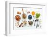 Ingredients for A Healthy Foods Background, Nuts, Honey, Berries, Fruits, Blueberry, Orange, Almond-Kerdkanno-Framed Photographic Print