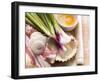 Ingredients for Tarte Flambée: Spring Onions, Bacon Slices, Yeast Dough, Egg-Eising Studio - Food Photo and Video-Framed Photographic Print