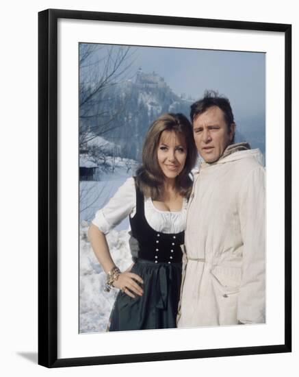 Ingrid Pitt as "Heidi" with Richard Burton During the Filming of the Movie "Where Eagles Dare"-Loomis Dean-Framed Premium Photographic Print