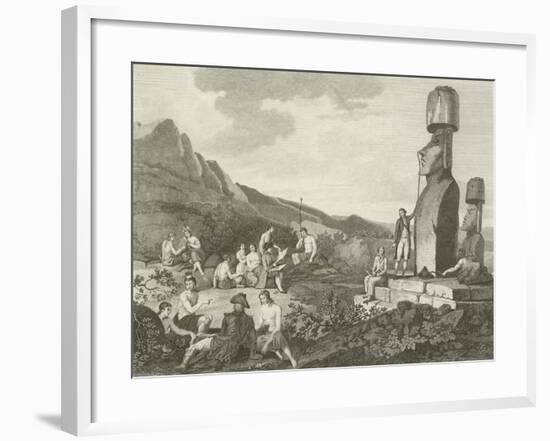 Inhabitants and Monuments of Easter Island-null-Framed Giclee Print