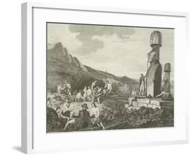 Inhabitants and Monuments of Easter Island-null-Framed Giclee Print