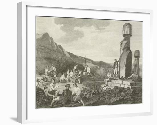 Inhabitants and Monuments of Easter Island-null-Framed Giclee Print