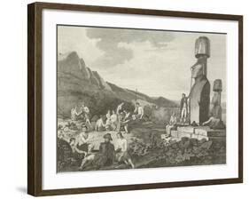 Inhabitants and Monuments of Easter Island-null-Framed Giclee Print