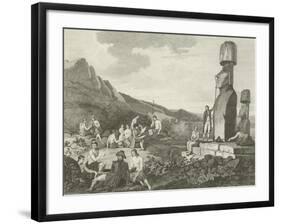 Inhabitants and Monuments of Easter Island-null-Framed Giclee Print