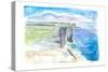 Inishmore Cliffs with Dun Aonghasa Fort Aran Islands Ireland-M. Bleichner-Stretched Canvas