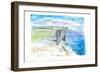 Inishmore Cliffs with Dun Aonghasa Fort Aran Islands Ireland-M. Bleichner-Framed Art Print