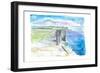 Inishmore Cliffs with Dun Aonghasa Fort Aran Islands Ireland-M. Bleichner-Framed Art Print