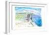 Inishmore Cliffs with Dun Aonghasa Fort Aran Islands Ireland-M. Bleichner-Framed Art Print