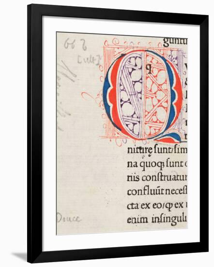 Initial Alphabet Letter Q, 1500-40 (Pen and Red and Purple Ink, with Stencil in Red and Blue Ink On-German School-Framed Giclee Print