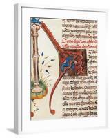 Initial Capital Letter Depicting a Man Being Tortured, Miniature from the Chronicles of Spain, 1344-null-Framed Giclee Print